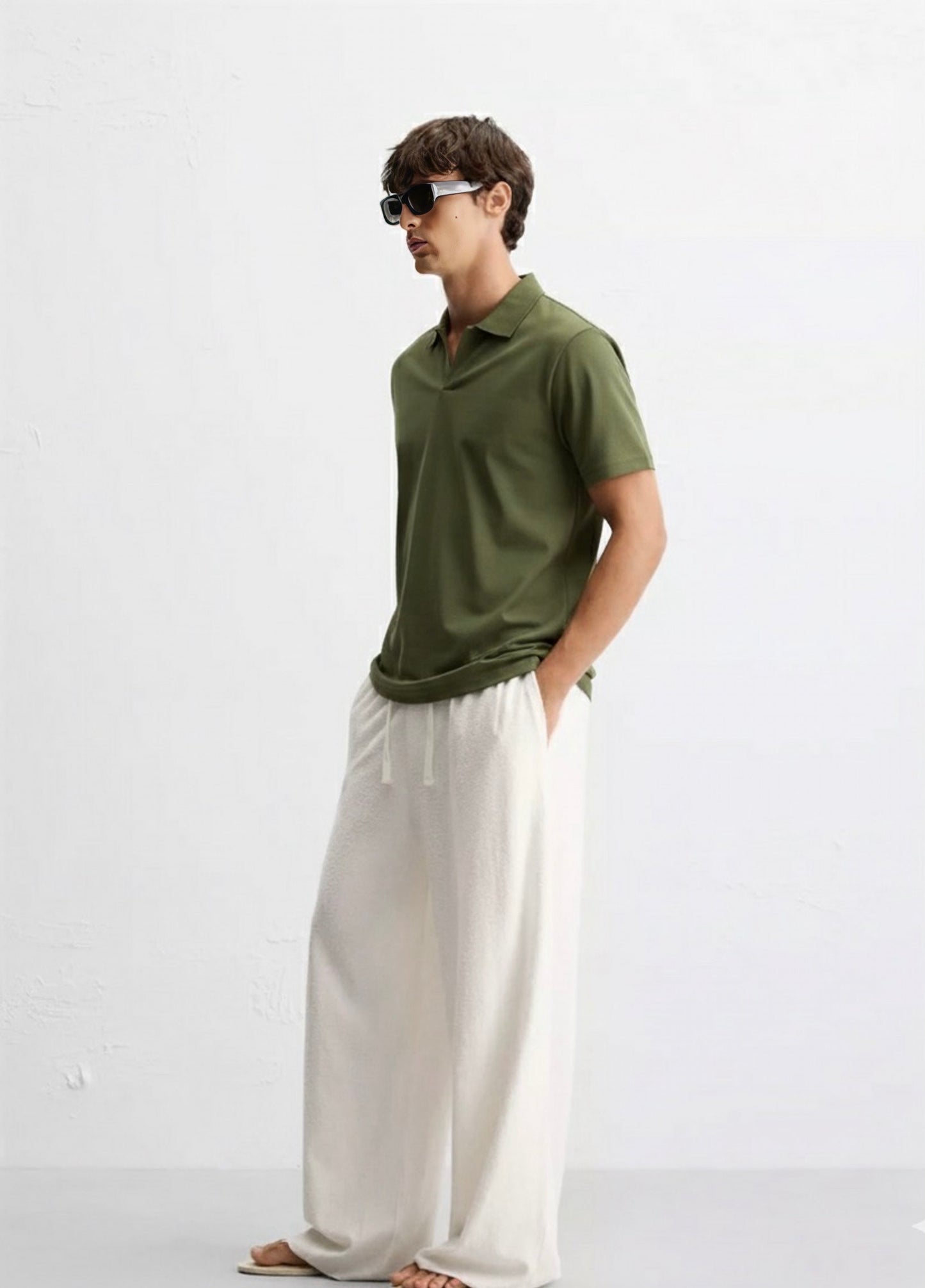 Old Money Men's Khaki Green Polo Shirt