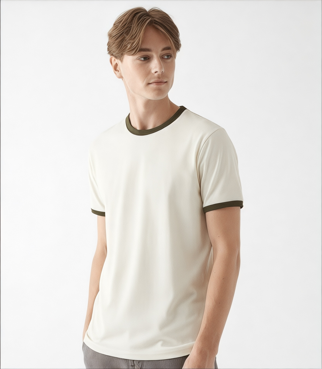 Ringer Ecru T-Shirt