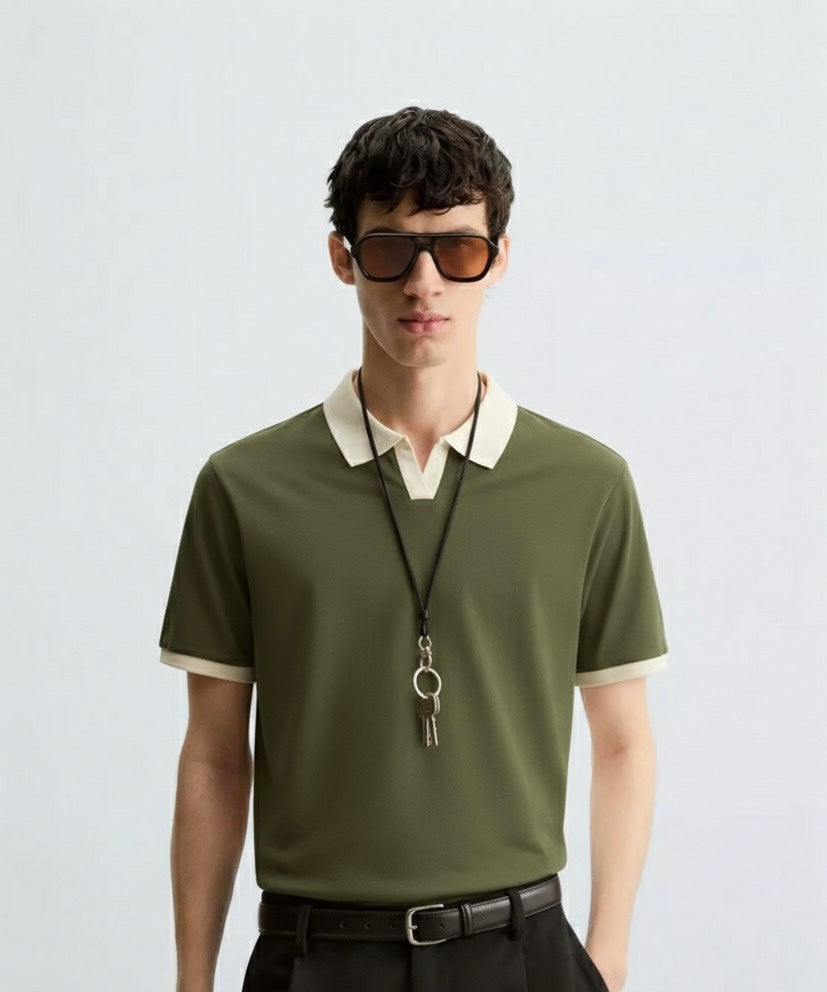 Old Money Men's Olive Green Polo Shirt