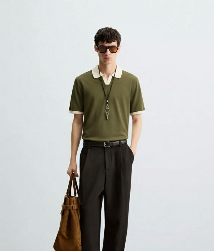 Old Money Men's Olive Green Polo Shirt