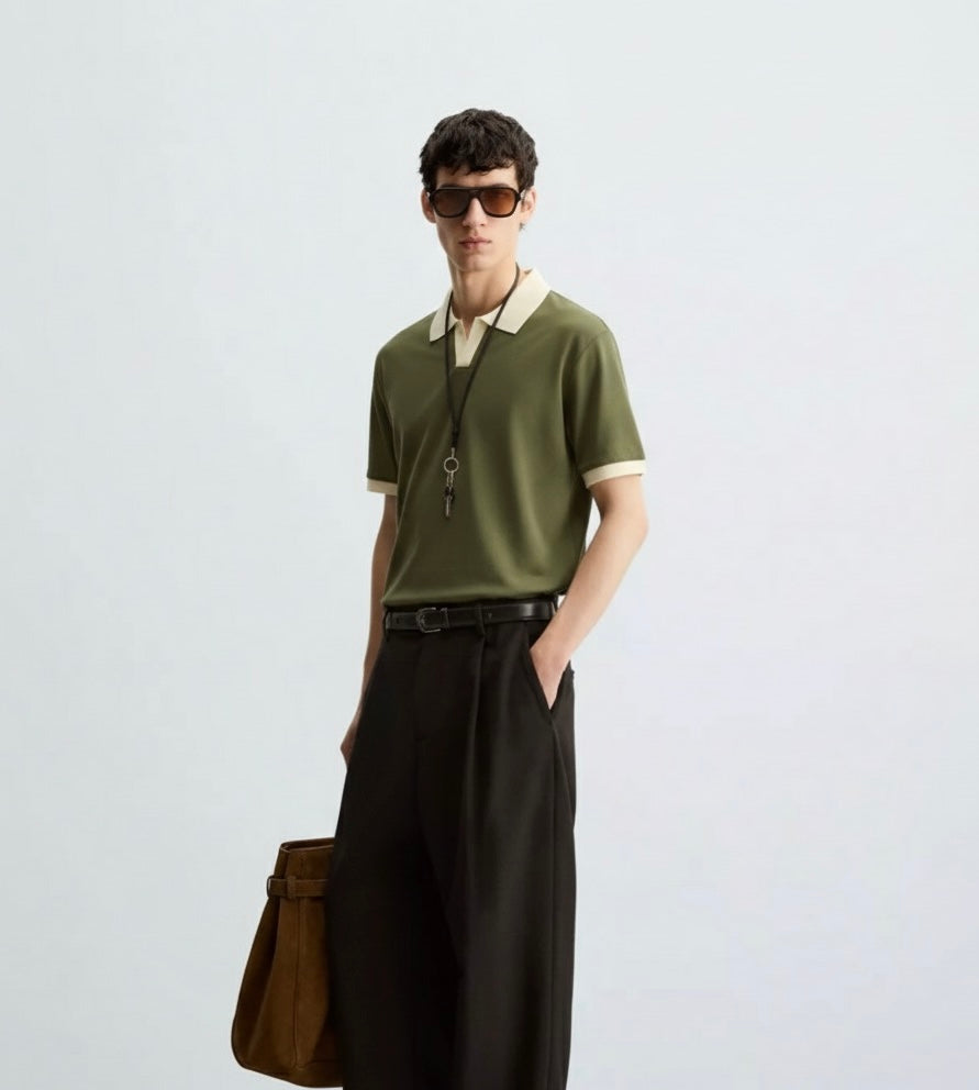 Old Money Men's Olive Green Polo Shirt