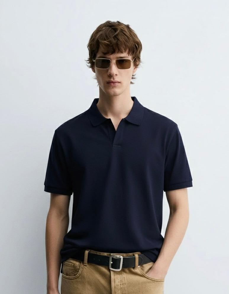 Old Money Men's Navy Blue Polo Shirt