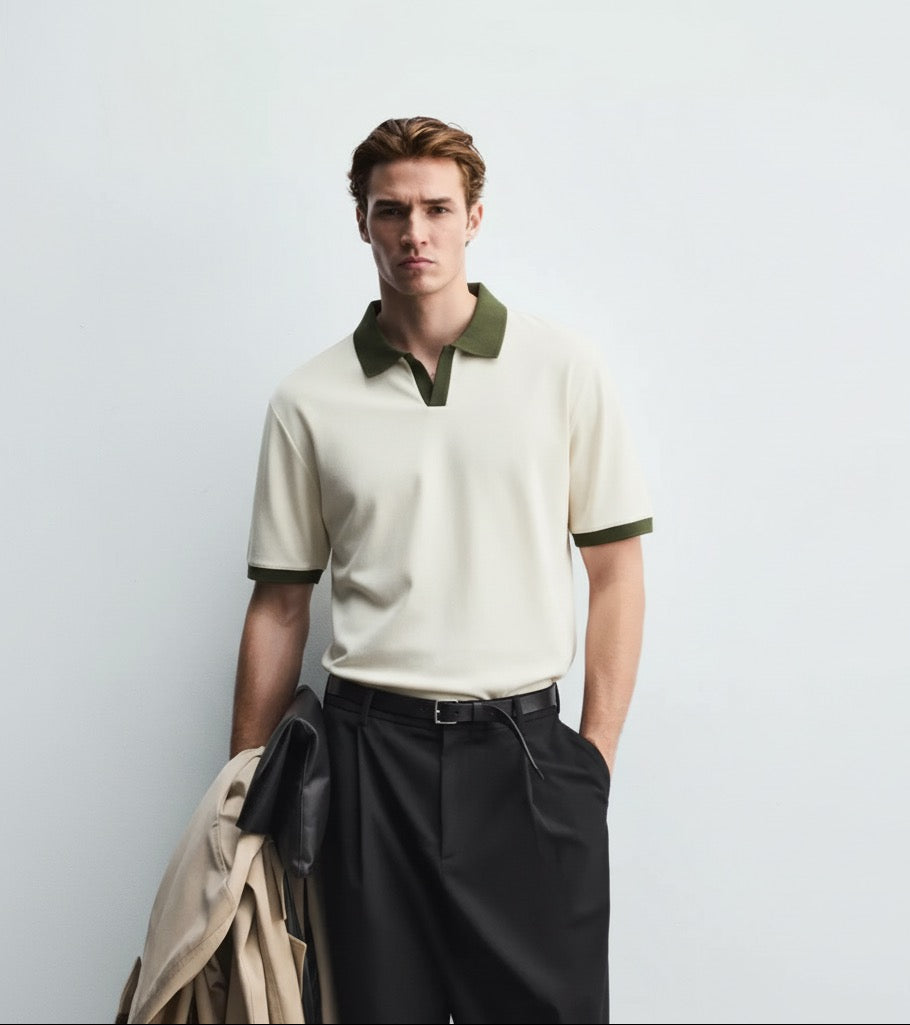 Old Money Men's Ivory Polo Shirt