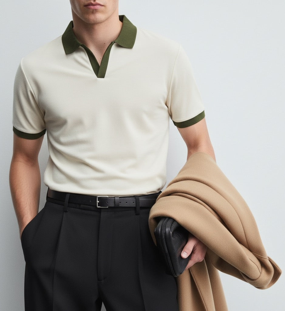 Old Money Men's Ivory Polo Shirt