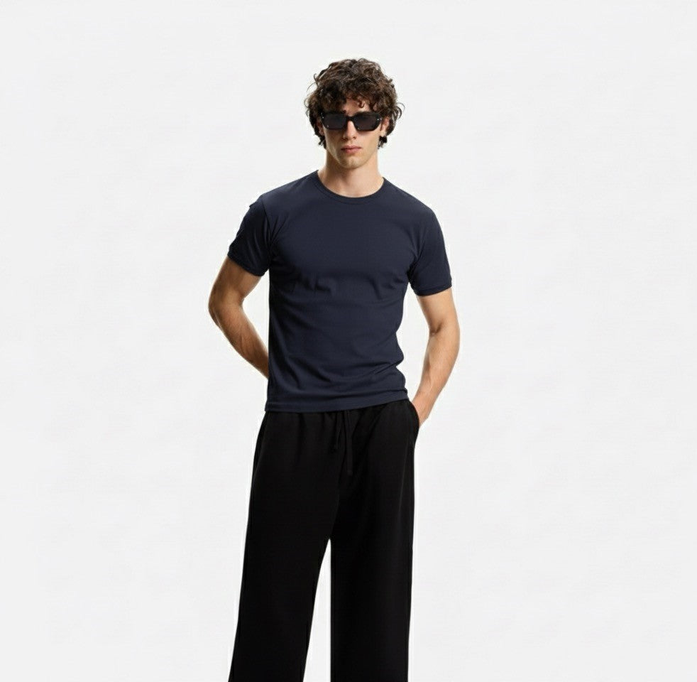 Old Money Men's Navy Blue Cotton T-Shirt