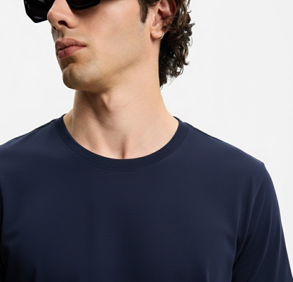 Old Money Men's Navy Blue Cotton T-Shirt