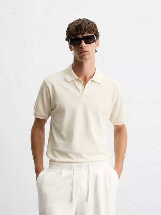 Old Money Men's Ivory Polo Shirt