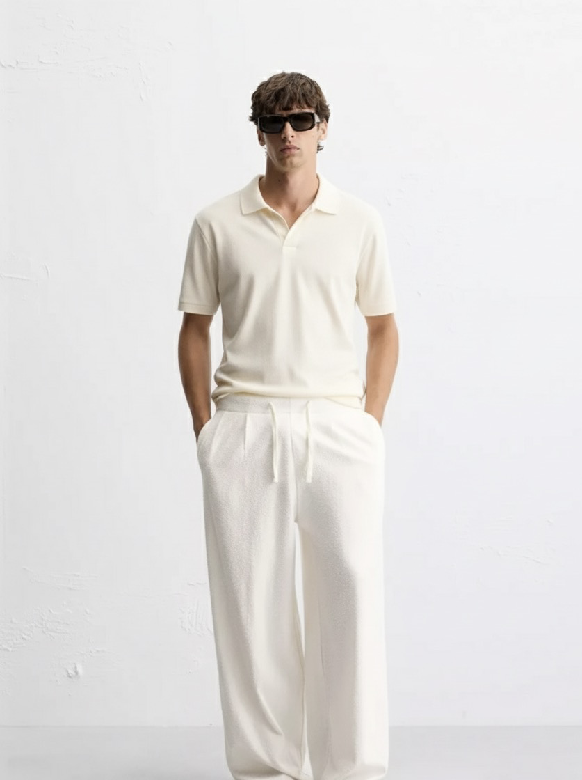 Old Money Men's Ivory Polo Shirt