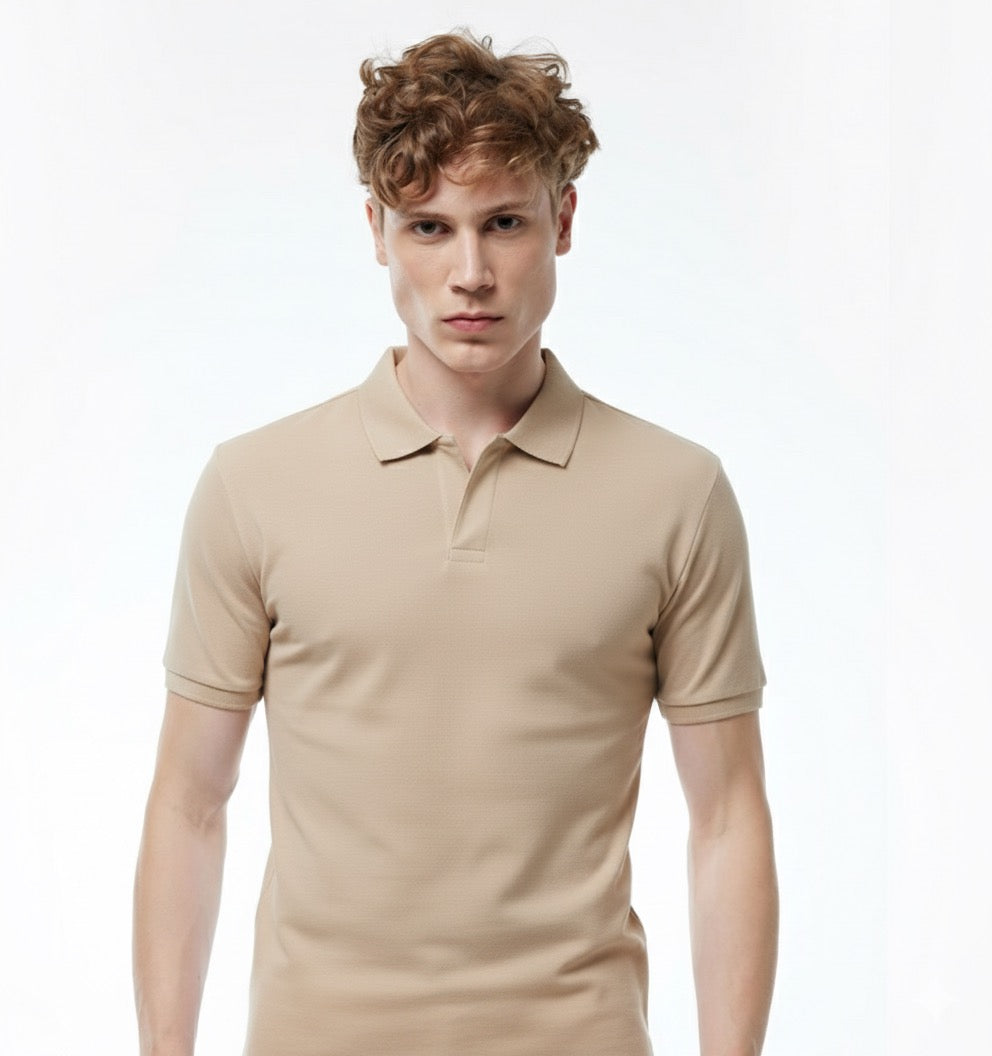 Old Money Men's Beige Polo Shirt