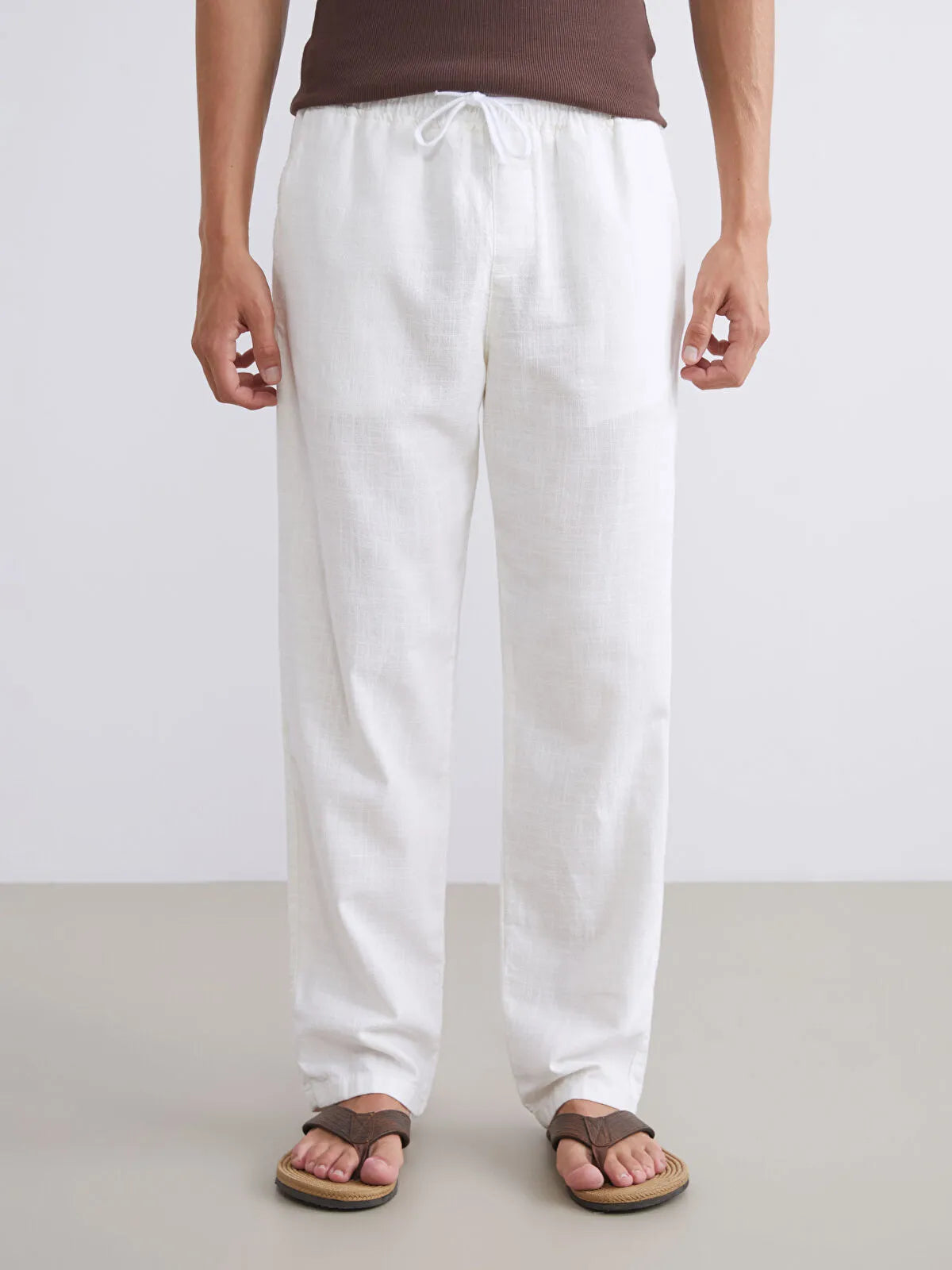 Old Money Men's White Linen Pants