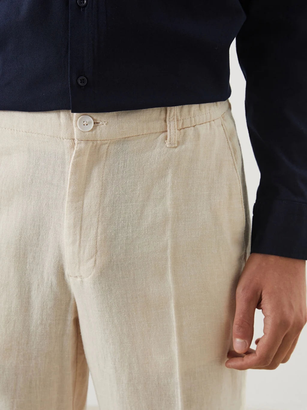 Old Money Men's Beige Linen Pants