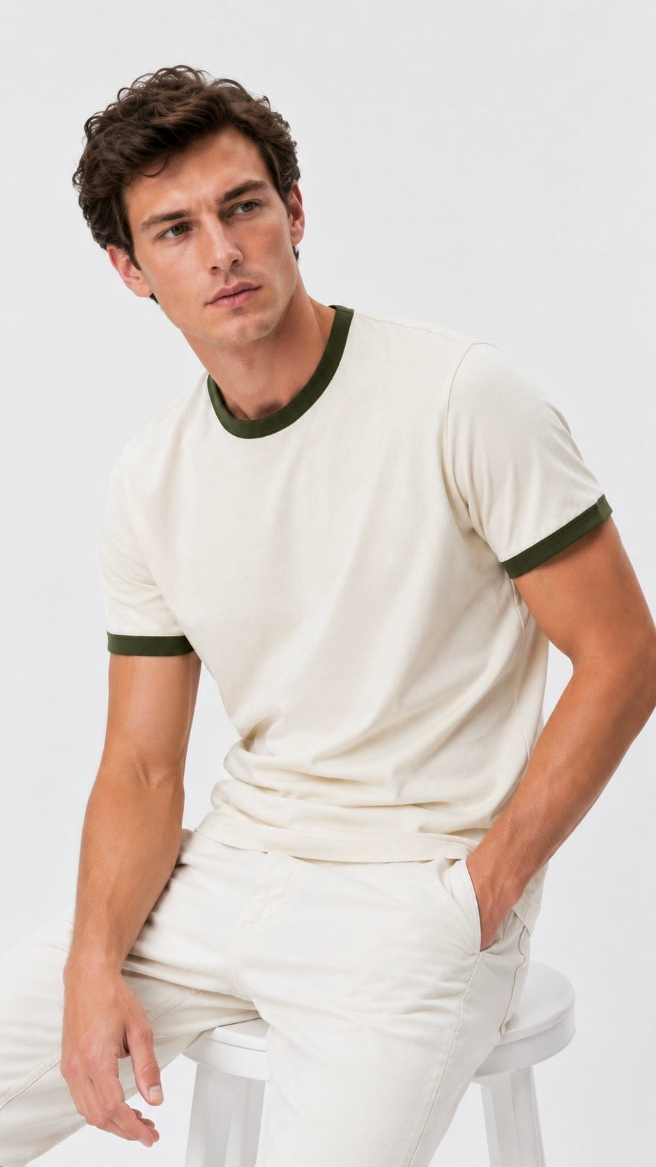Ringer Ecru T-Shirt