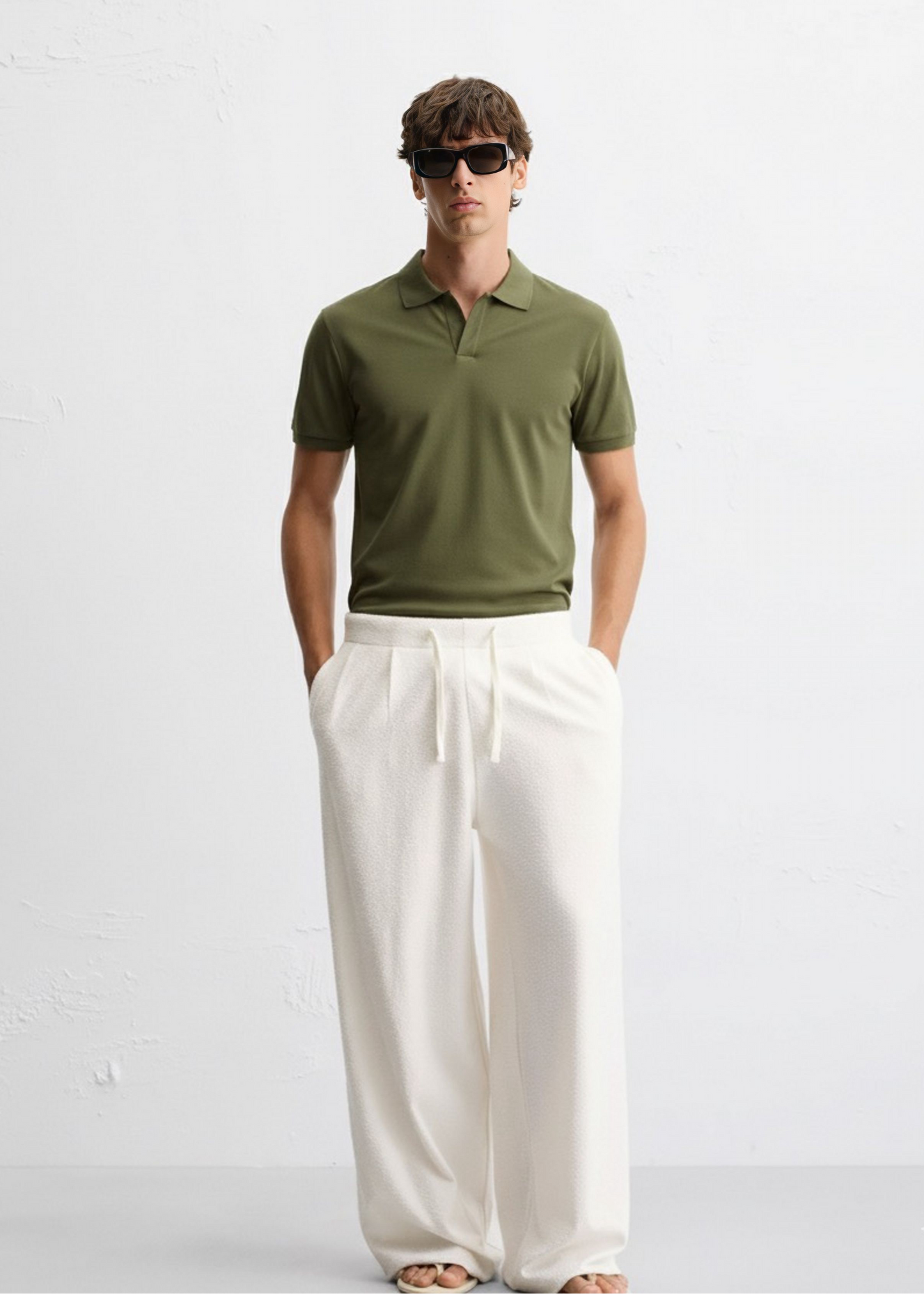 Old Money Men's Khaki Green Polo Shirt