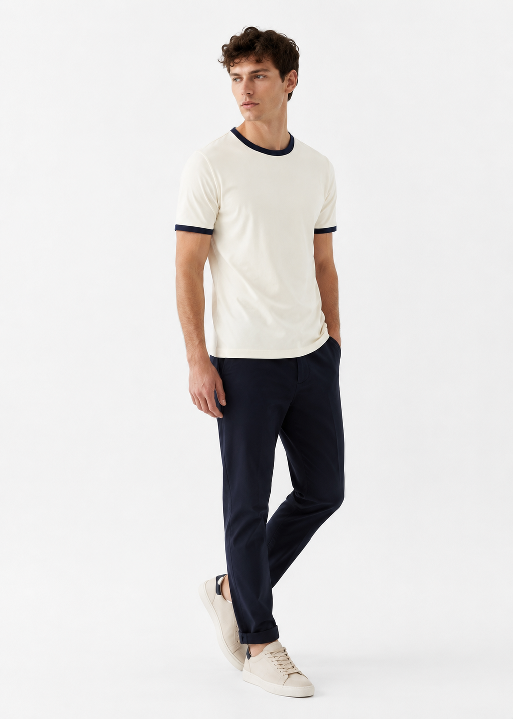 Ringer Ecru T-Shirt