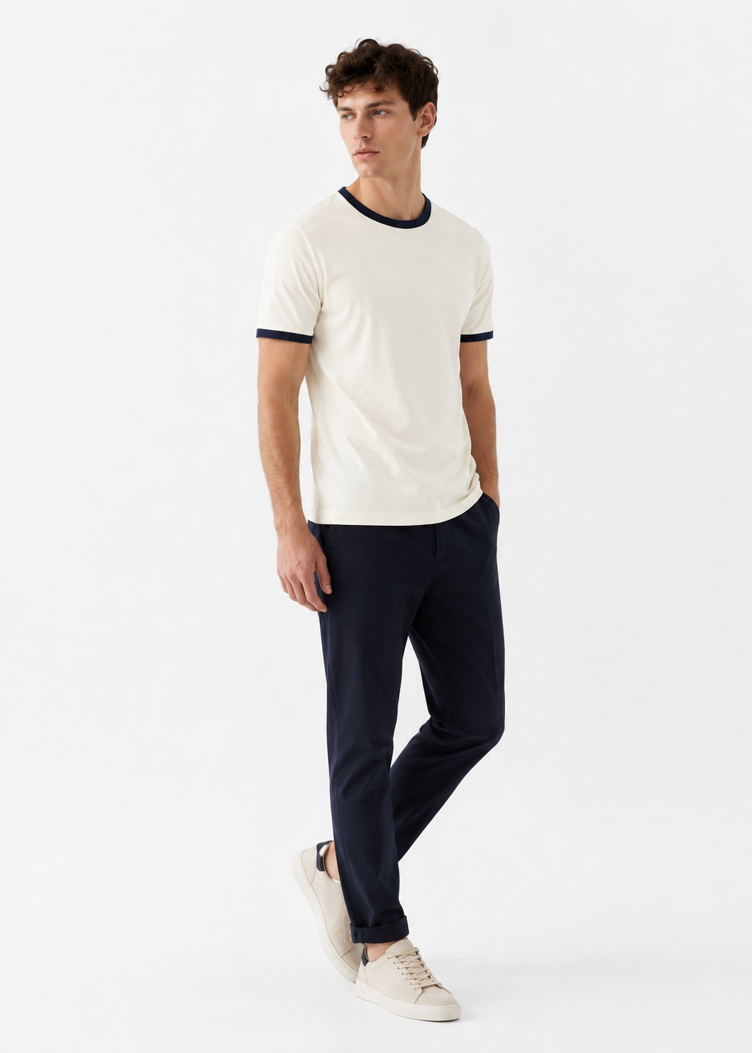Ringer Ecru T-Shirt