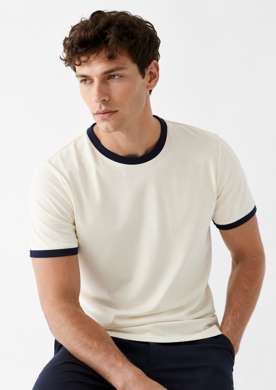 Ringer Ecru T-Shirt