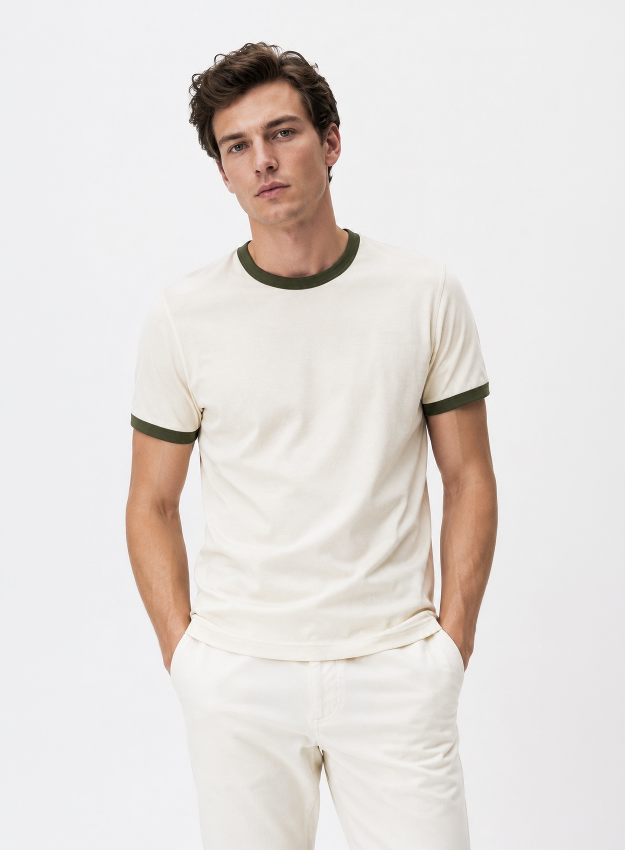 Ringer Ecru T-Shirt