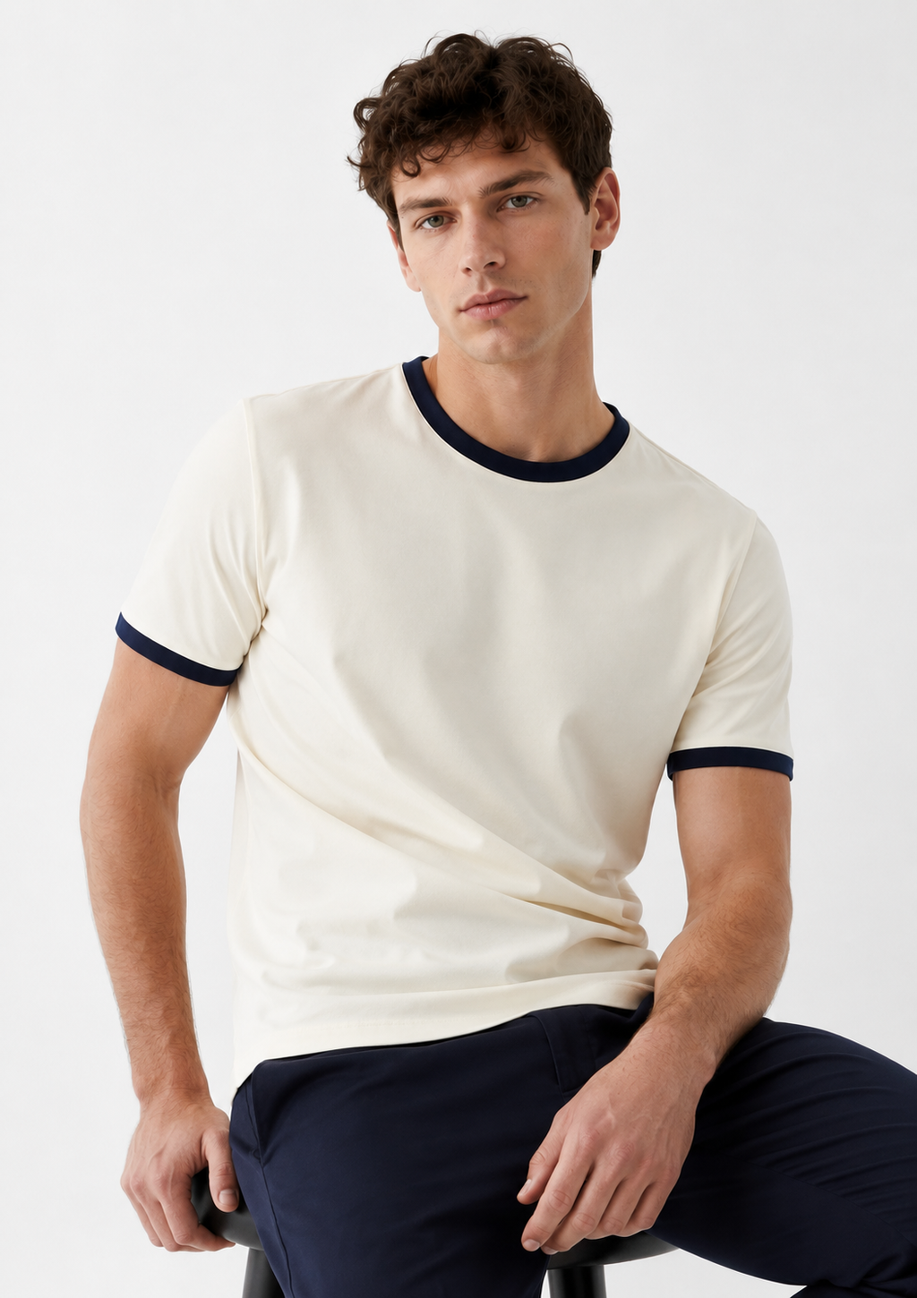 Ringer Ecru T-Shirt