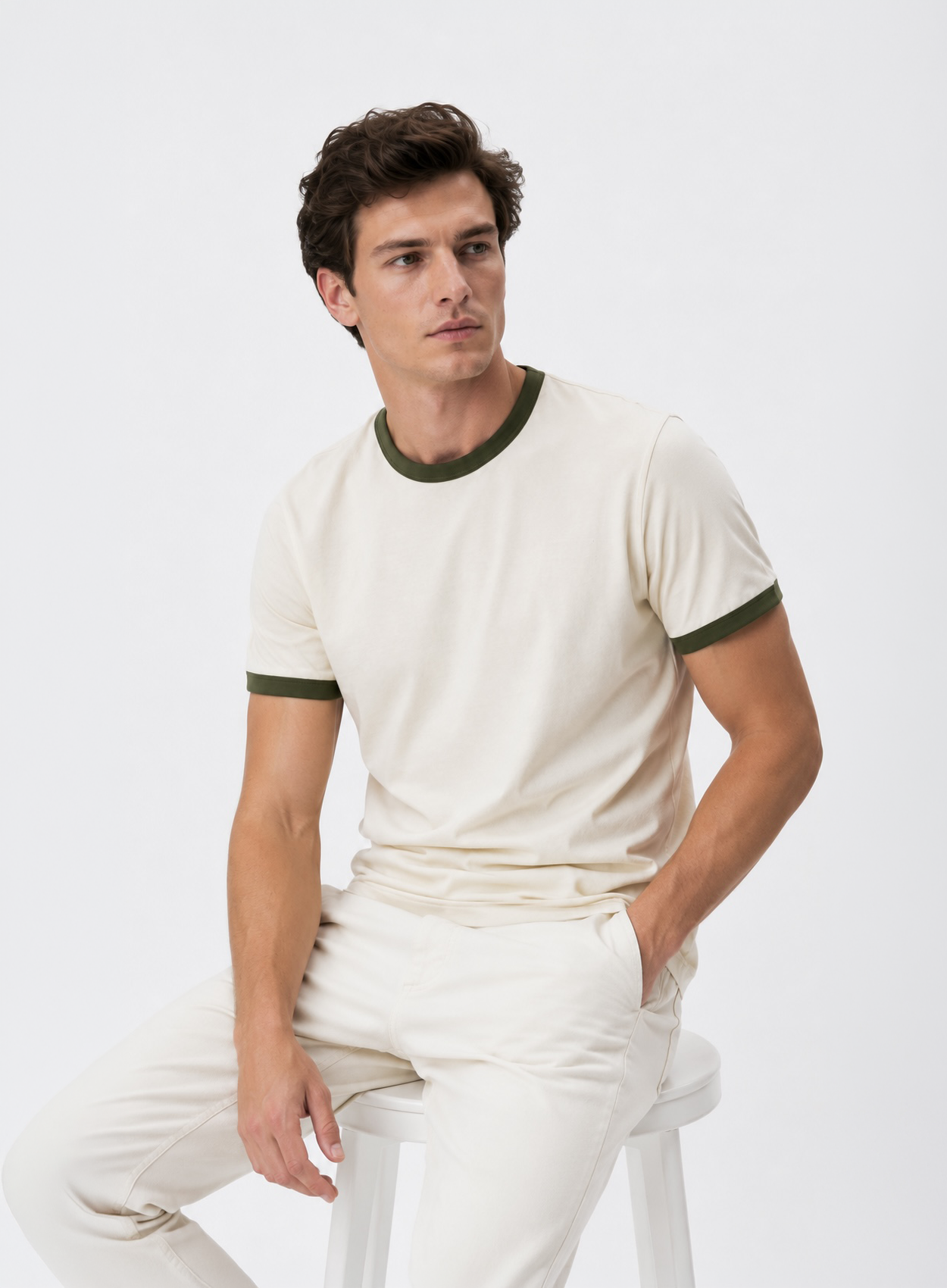 Ringer Ecru T-Shirt