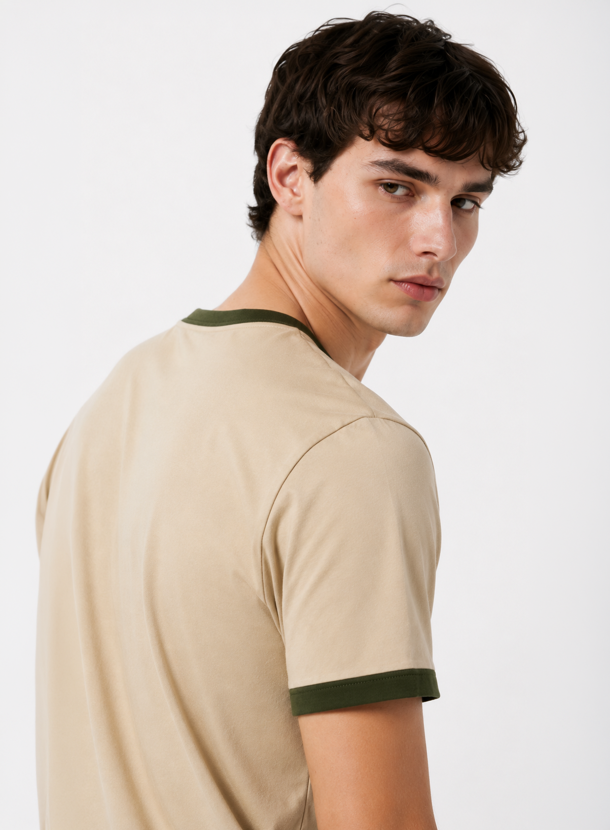 Ringer Beige T-Shirt