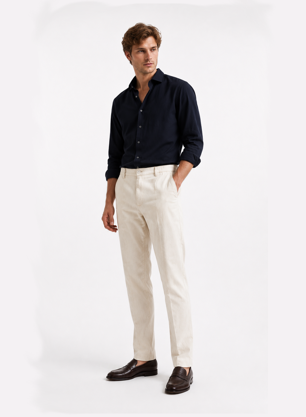 Beige Linen Pants